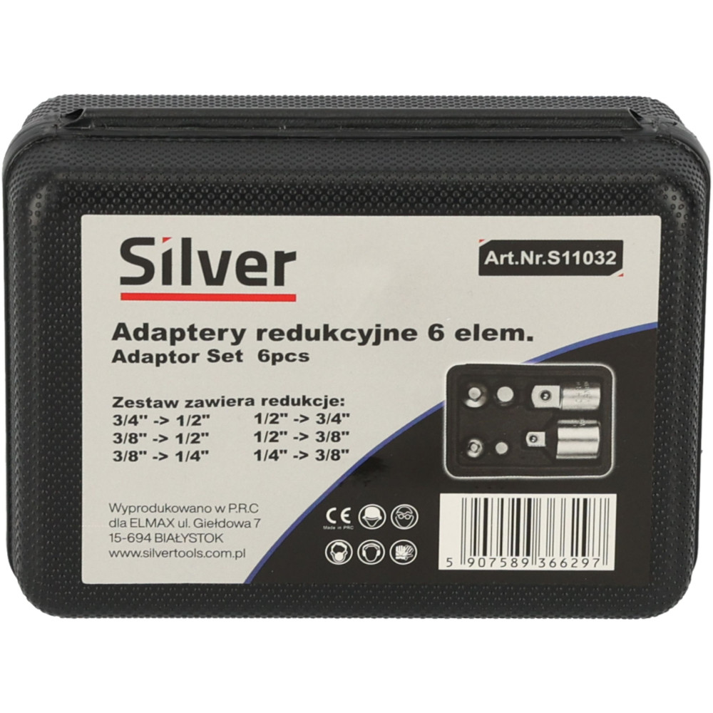 Adaptery redukcyjne do kluczy nasadowych 6 el. Silver - S11032 - Silver - 6