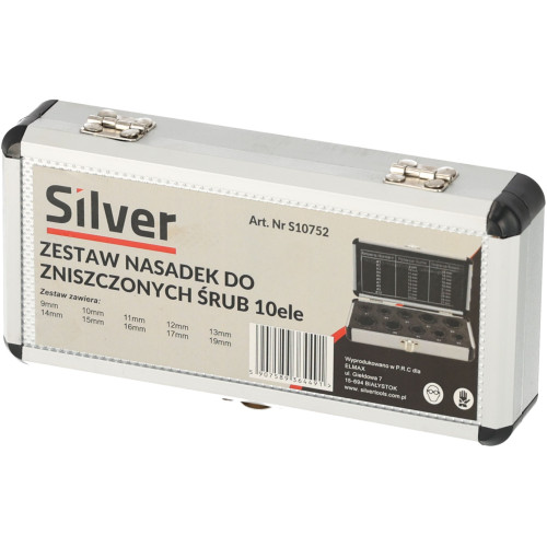 Zestaw nasadek do zniszczonych śrub 10 el. Silver - S10752 - Silver - 7