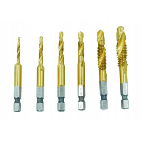 Wiertła gwintujące tytanowane 6 el. M3-M10 Silver - S11534 - Silver - 1 2
