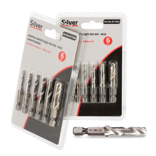 Wiertła gwintujące  6 el. M3-M10 Silver - S11533 - Silver - 1