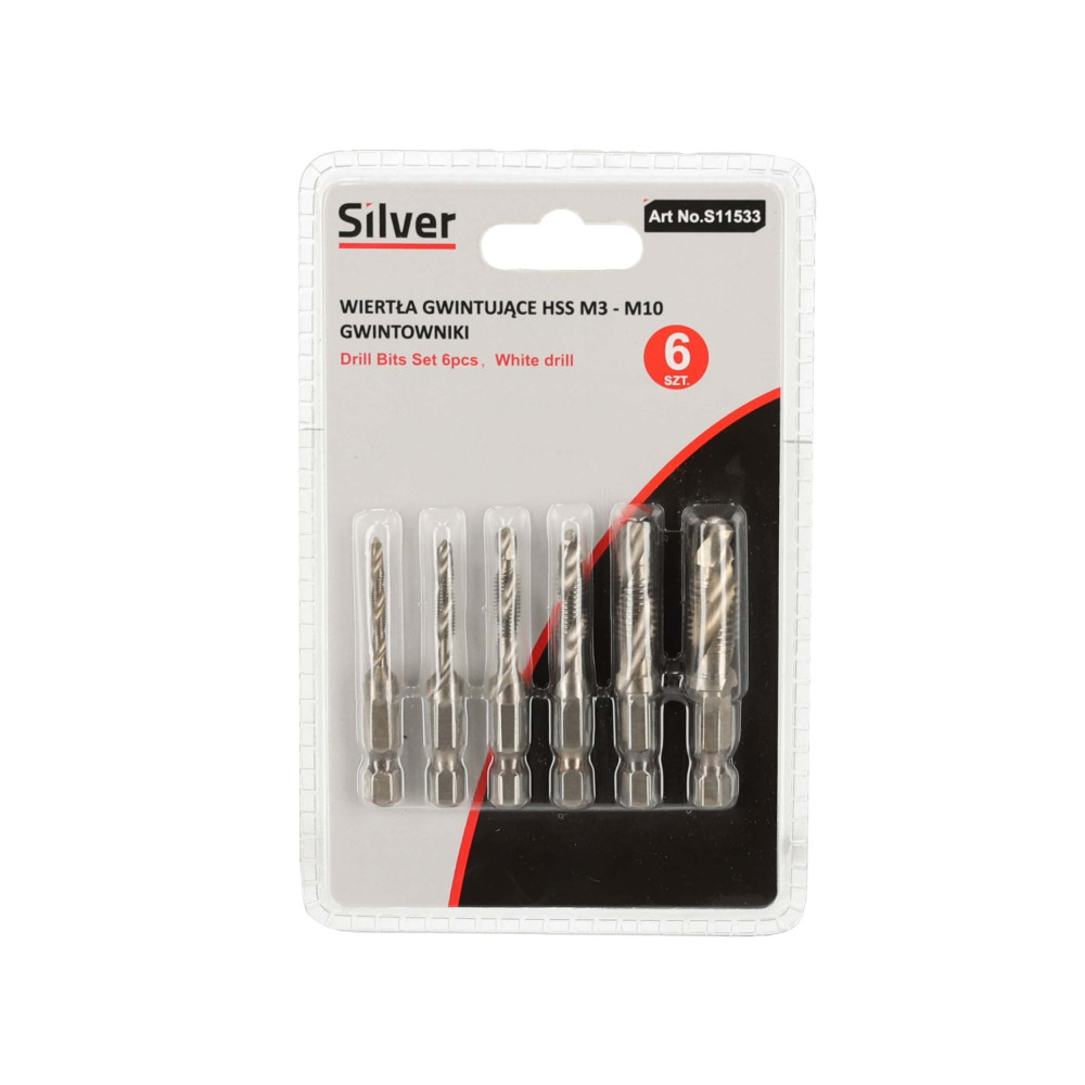 Wiertła gwintujące  6 el. M3-M10 Silver - S11533 - Silver - 3