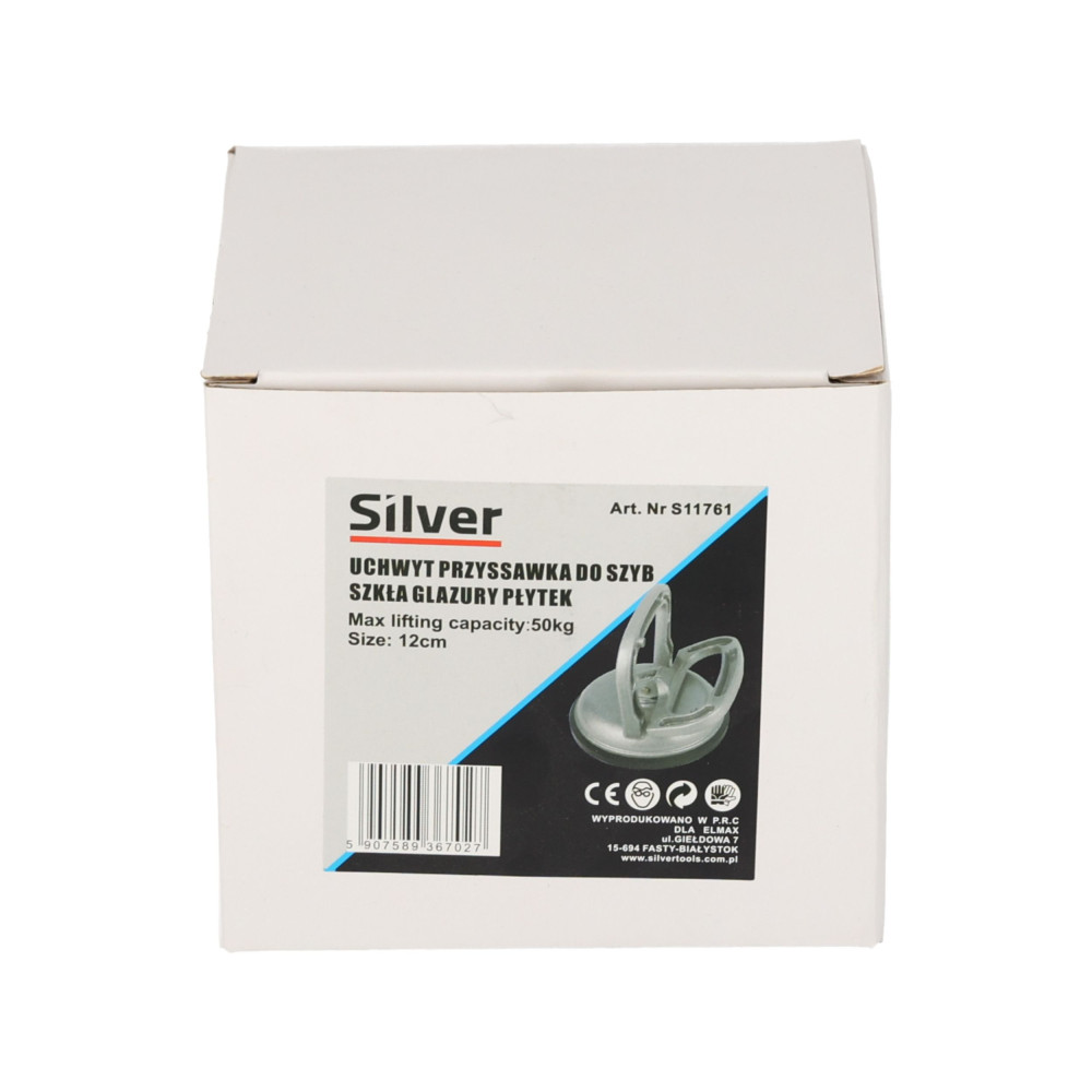 Przyssawka aluminiowa do szyb 1x120 mm Silver - S11761 - Silver - 9