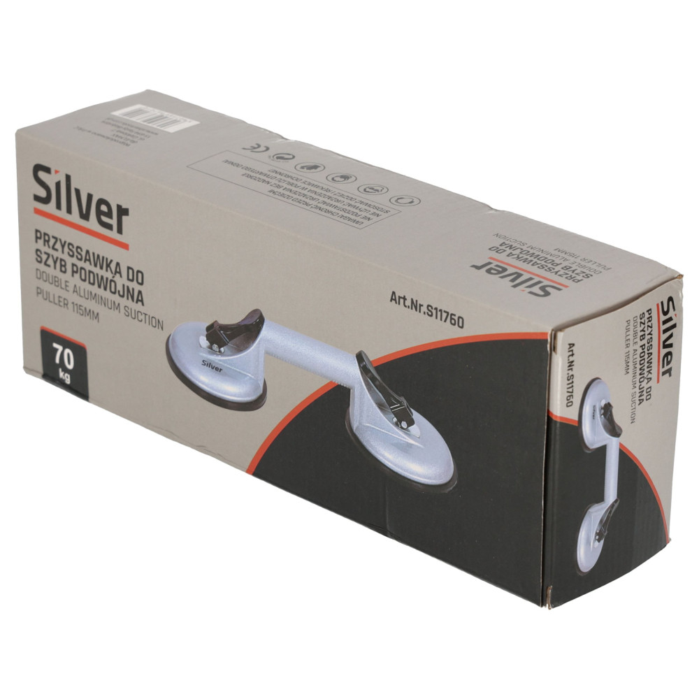 Przyssawka aluminiowa do szyb 2x115 mm Silver - S11760 - Silver - 9