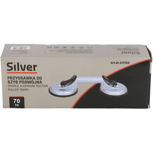 Przyssawka aluminiowa do szyb 2x115 mm Silver - S11760 - Silver - 10