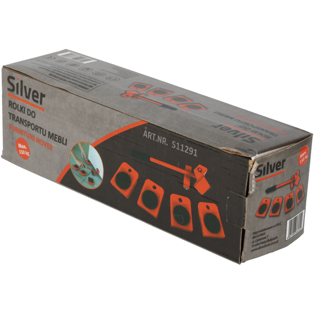 Zestaw rolek do transportu mebli 150 kg Silver - S11291 - Silver - 8