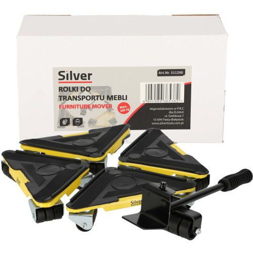 Zestaw rolek do transportu mebli 300 kg Silver - S11290 - Silver - 1 2