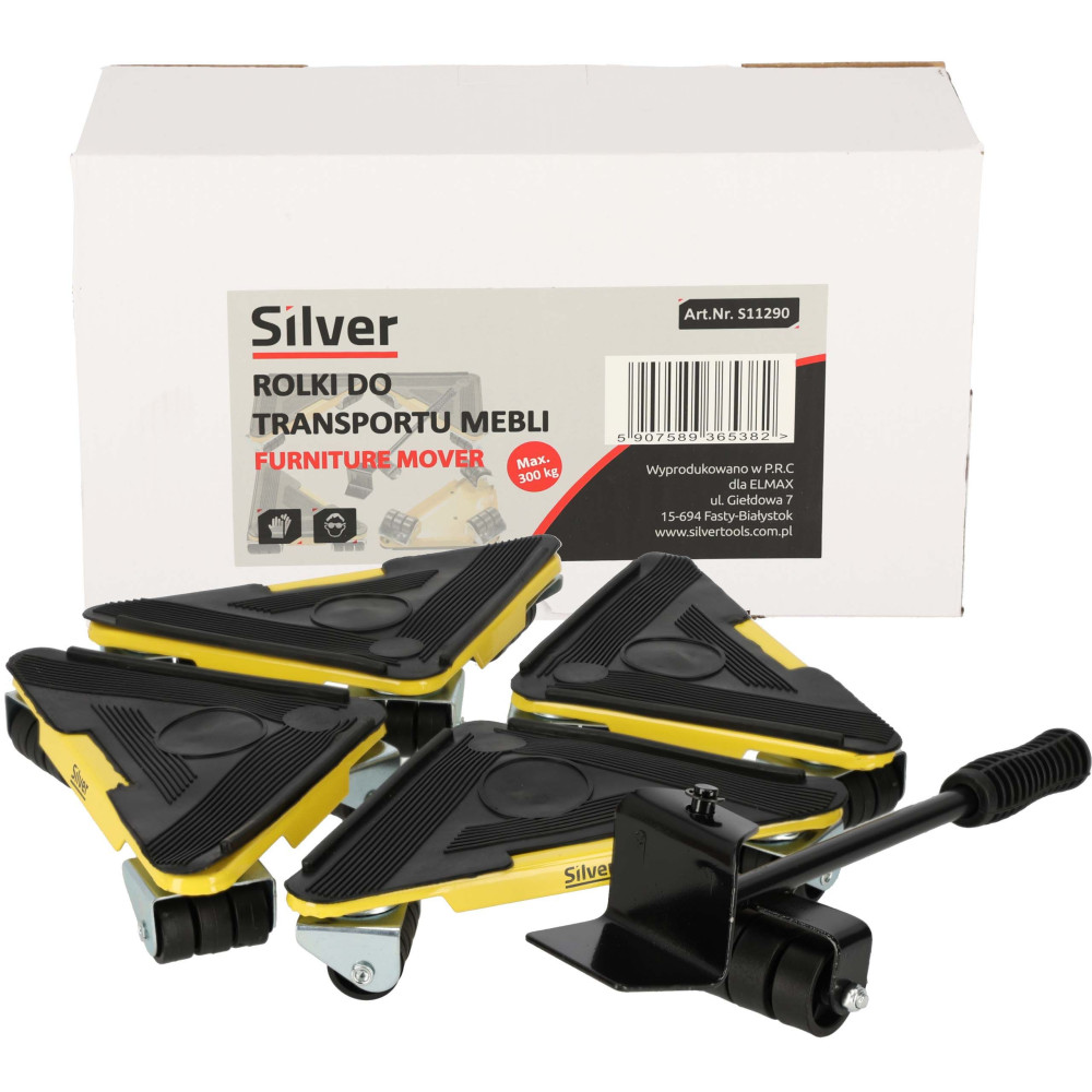 Zestaw rolek do transportu mebli 300 kg Silver - S11290 - Silver - 2