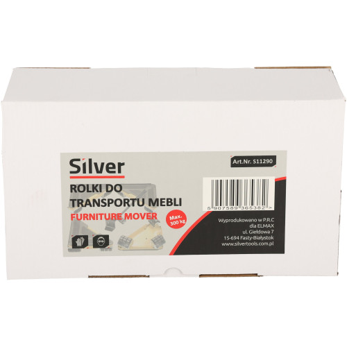 Zestaw rolek do transportu mebli 300 kg Silver - S11290 - Silver - 10