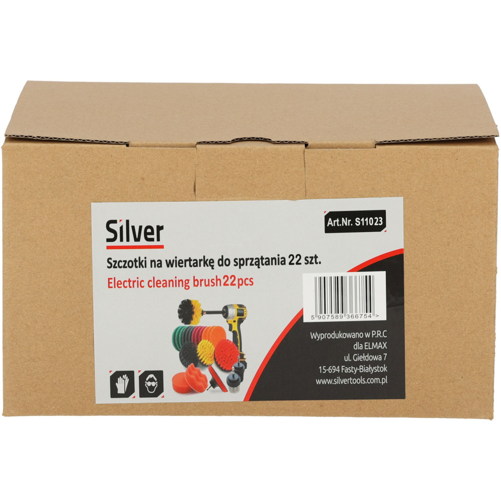 Zestaw szczotek i padów do czyszczenia na wkrętarkę 22 el. Silver - S11023 - Silver - 3