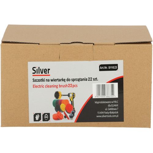Zestaw szczotek i padów do czyszczenia na wkrętarkę 22 el. Silver - S11023 - Silver - 3