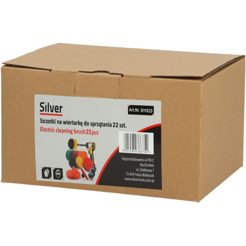 Zestaw szczotek i padów do czyszczenia na wkrętarkę 22 el. Silver - S11023 - Silver - 4