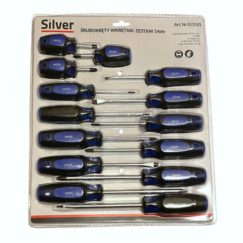 Zestaw śrubokrętów wkrętaków 14 el. Silver - S11593 - Silver - 1