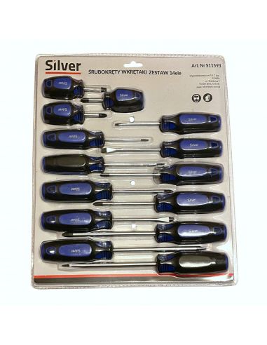 Zestaw śrubokrętów wkrętaków 14 el. Silver - S11593 - Silver - 1