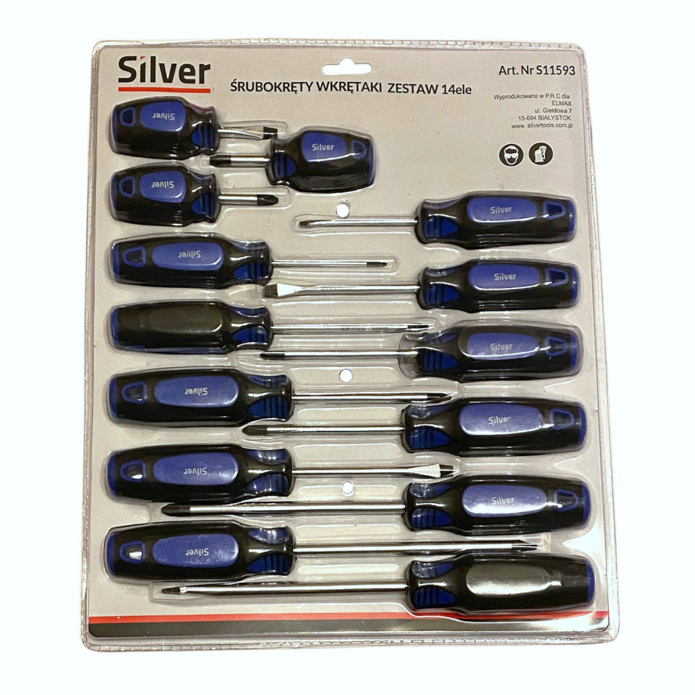 Zestaw śrubokrętów wkrętaków 14 el. Silver - S11593 - Silver - 1