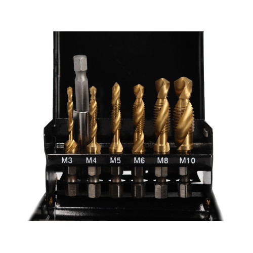 Wiertła gwintujące tytanowe 7 el. M3-M10 Silver - S11536 - Silver - 1 2
