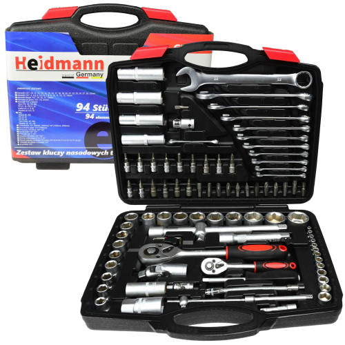 Zestaw kluczy nasadowych, pł.-oczk., torx, bitów Heidmann 94 el. GEKO - G10149 - Heidmann - 1