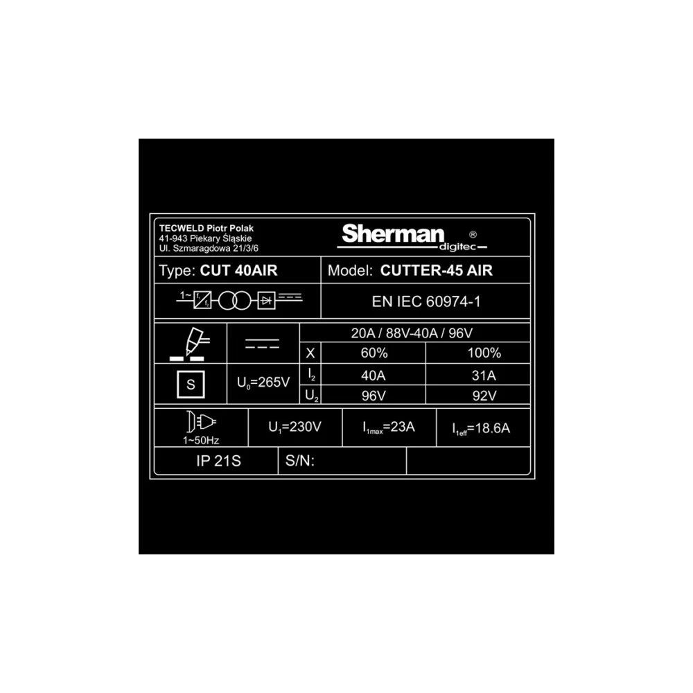 Przecinarka plazmowa Sherman CUTTER 45 AIR ze sprężarką - zestaw - 7812702 - Sherman - 9