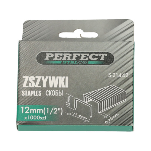Zszywki typu "A" 12 mm do tackera Stalco Perfect / 1000 szt. - S-21442 - Stalco - 1