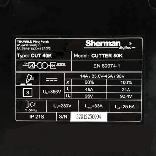 Przecinarka plazmowa Sherman CUTTER 50K - zestaw - SINW-CUTTER50K - Sherman - 9