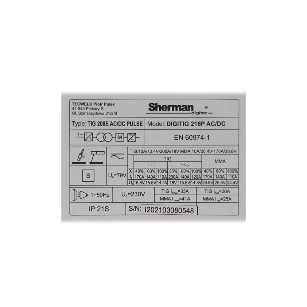 Spawarka Sherman DIGITIG 216P AC/DC - zestaw - 7812245-G - Sherman - 13