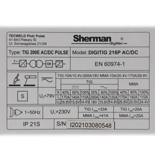 Spawarka Sherman DIGITIG 216P AC/DC - zestaw - 7812245-G - Sherman - 13