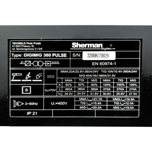 Spawarka Sherman DIGIMIG 360 Pulse - zestaw - 7812432-G - Sherman - 8