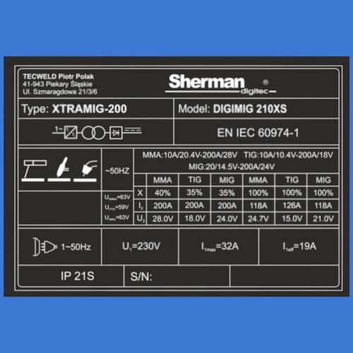 Spawarka Sherman DIGIMIG 210XS - zestaw - 7812583-G - Sherman - 17
