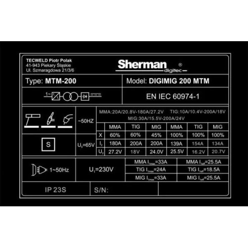 Spawarka Sherman DIGIMIG 200 MTM - zestaw - 7812680-G - Sherman - 20