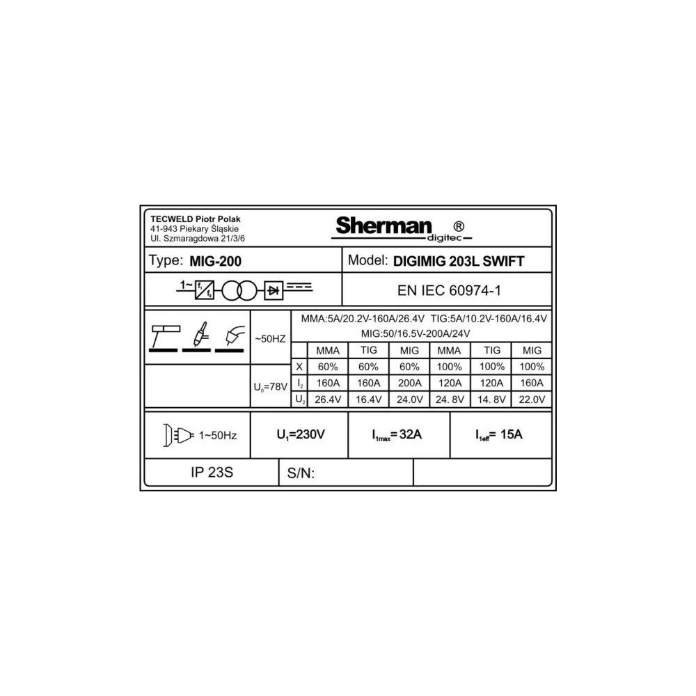 Spawarka Sherman DIGIMIG 203L Swift - zestaw - 7812675-G - Sherman - 18