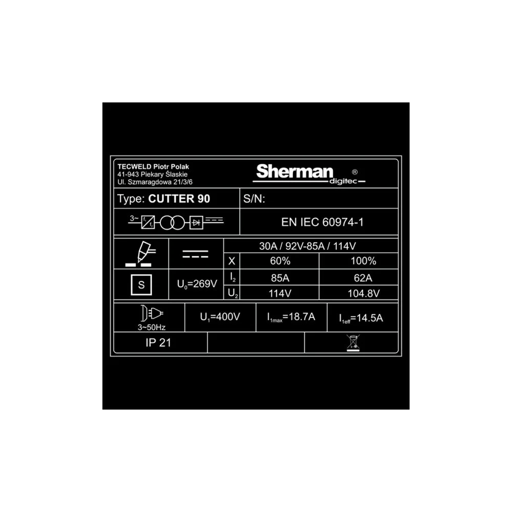 Przecinarka plazmowa Sherman CUTTER 110 - zestaw - SINW-CUTTER110 - Sherman - 11