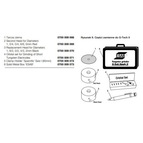 Ostrzałka do elektrod wolframowych ESAB G-Tech Handy II complete - 0700009886 - ESAB - 1 2