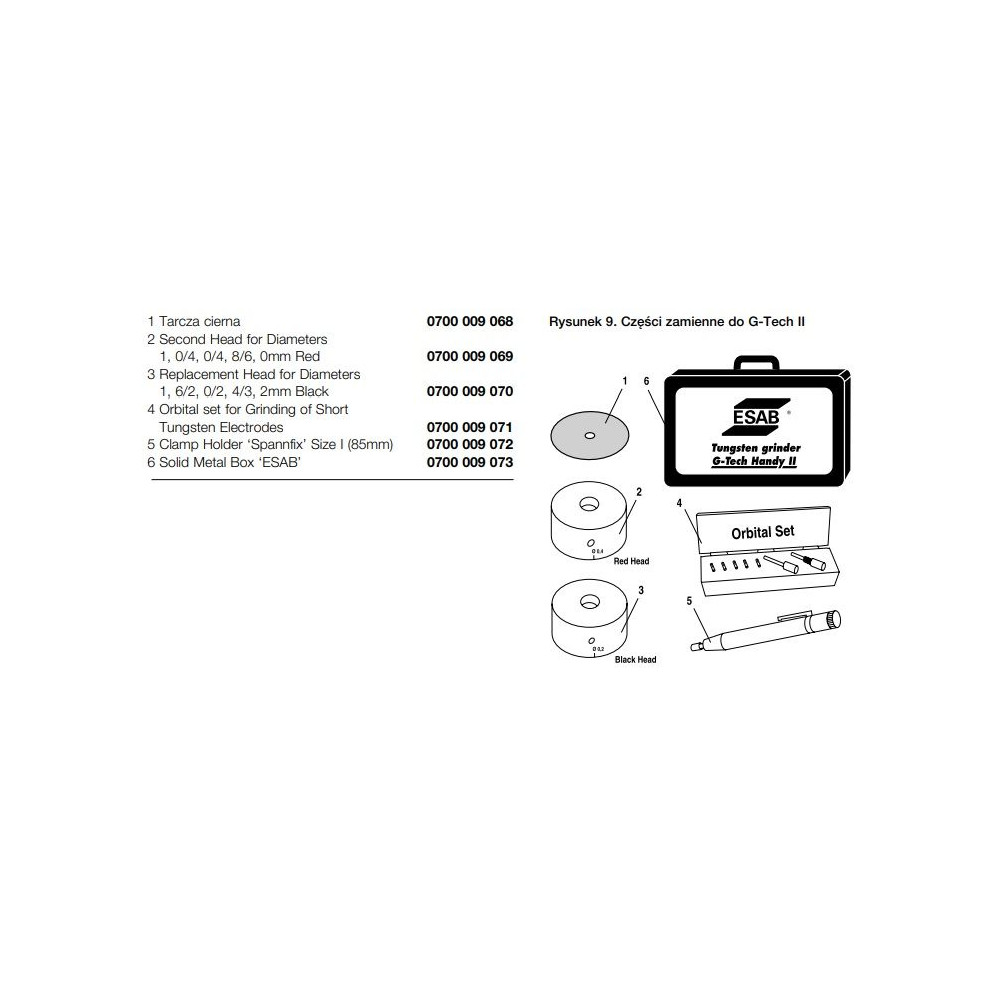 Ostrzałka do elektrod wolframowych ESAB G-Tech Handy II complete - 0700009886 - ESAB - 2