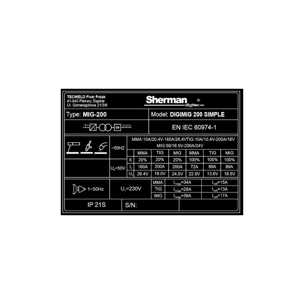 Spawarka Sherman DIGIMIG 200 Simple Synergia - 7812696 - Sherman - 11