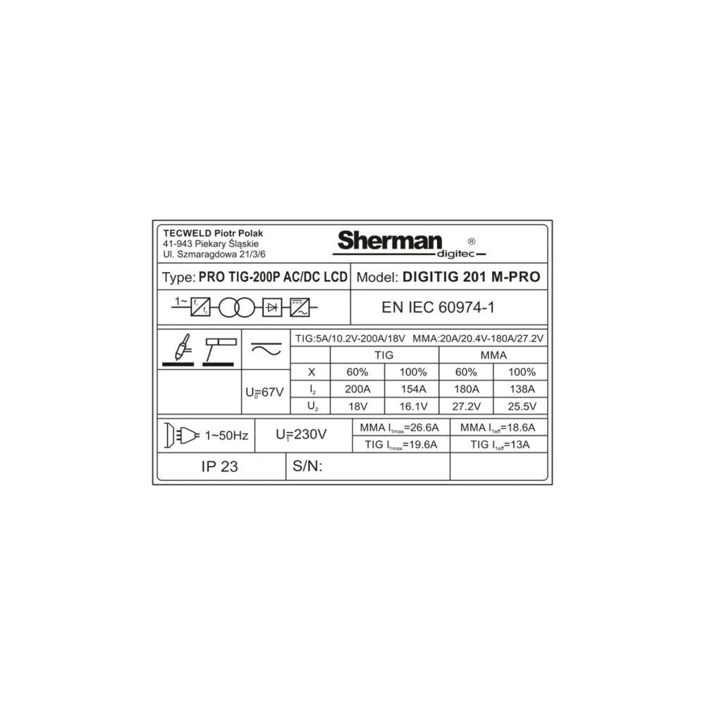 Spawarka Sherman DIGITIG 201 M-PRO - zestaw - 7812714-G - Sherman - 15
