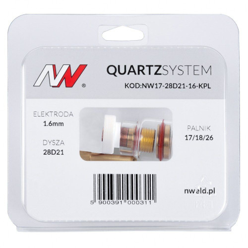 Zestaw części QUARTZSystem 17/18/26 soczewka wersja krótka / 1,6 mm / dysza kielich S / Spartus - NW17-28D21-16-KPL - Spartus - 