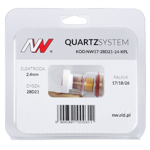 Zestaw części QUARTZSystem 17/18/26 soczewka wersja krótka / 2,4 mm / dysza kielich S / Spartus - NW17-28D21-24-KPL - Spartus - 