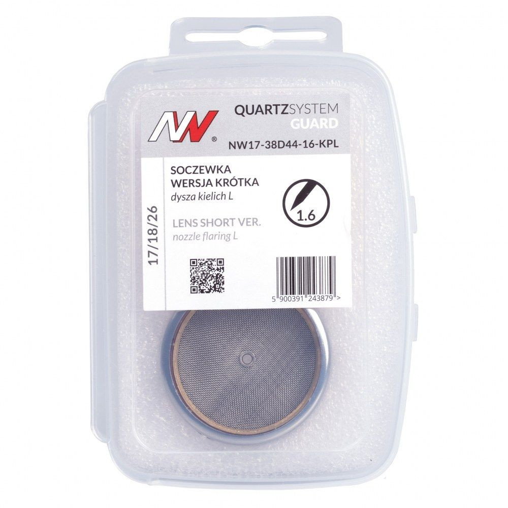 Zestaw części QUARTZSystem 17/18/26 soczewka wersja krótka Guard / 1,6 mm / dysza kielich L nr 24 / Spartus - NW17-38D44-16-KPL 