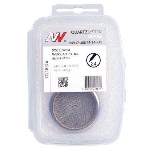 Zestaw części QUARTZSystem 17/18/26 soczewka wersja krótka Guard / 2,4 mm / dysza kielich L nr 24 / Spartus - NW17-38D44-24-KPL 