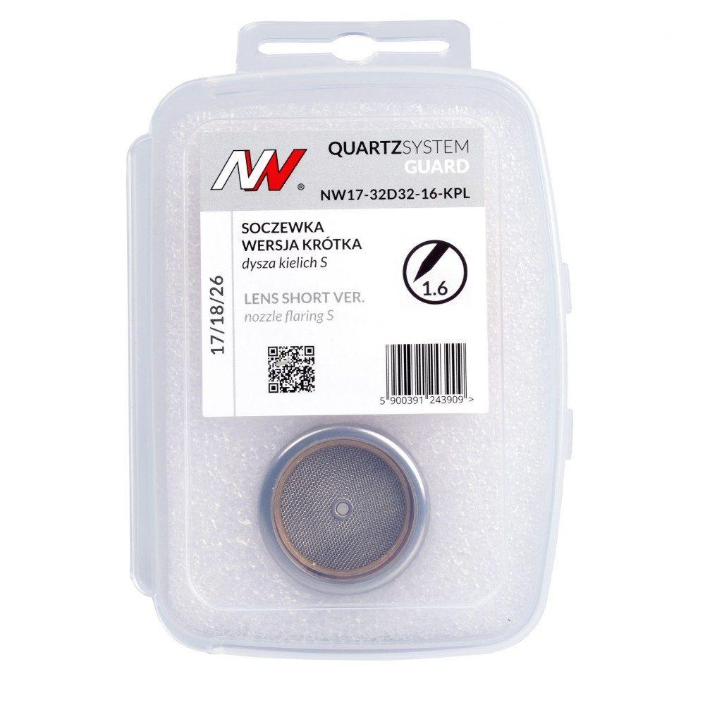 Zestaw części QUARTZSystem 17/18/26 soczewka wersja krótka Guard / 1,6 mm / dysza kielich S nr 16 / Spartus - NW17-32D32-16-KPL 