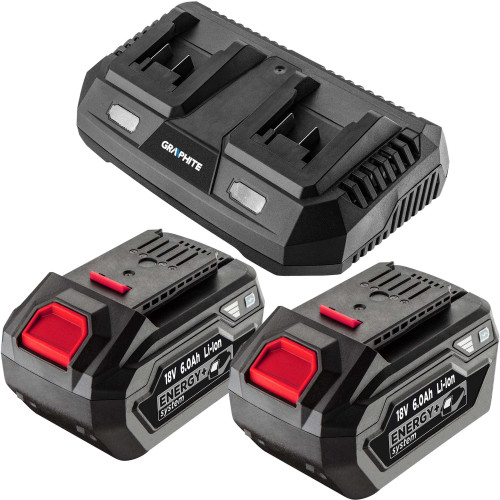 Zestaw Graphite  Energy+ 18 V: 2x akumulator 6.0 Ah + ładowarka podwójna 3.0 A - Energy+_pakiet8 - Graphite - 1