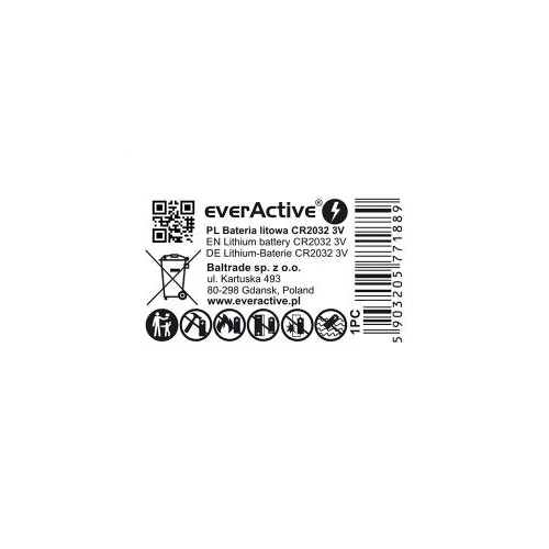 Bateria litowa CR2032 3V Lithium everActive / 1 szt. - CR20321BL - everActive - 1 2