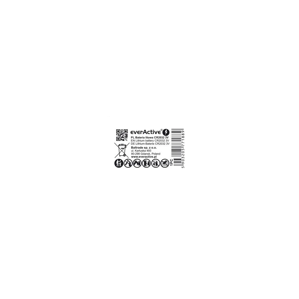 Bateria litowa CR2032 3V Lithium everActive / 1 szt. - CR20321BL - everActive - 2