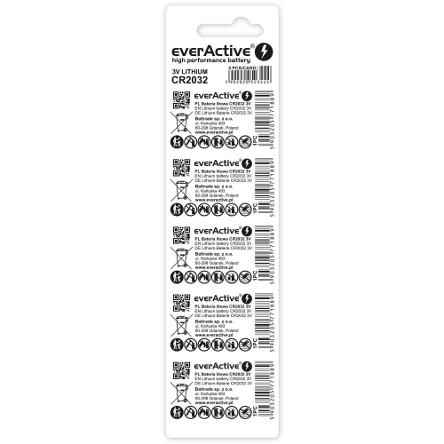 Bateria litowa CR2032 3V Lithium everActive / blister 5 szt. - CR20321BL_px5 - everActive - 1 2