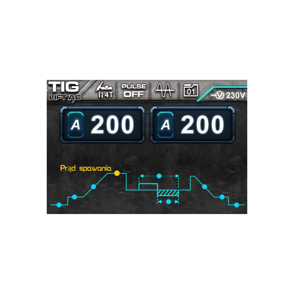 Spawarka Ideal Tecnotig 206 AC/DC Pulse LCD - zestaw - TTIG206ACLCD-G - Ideal - 9