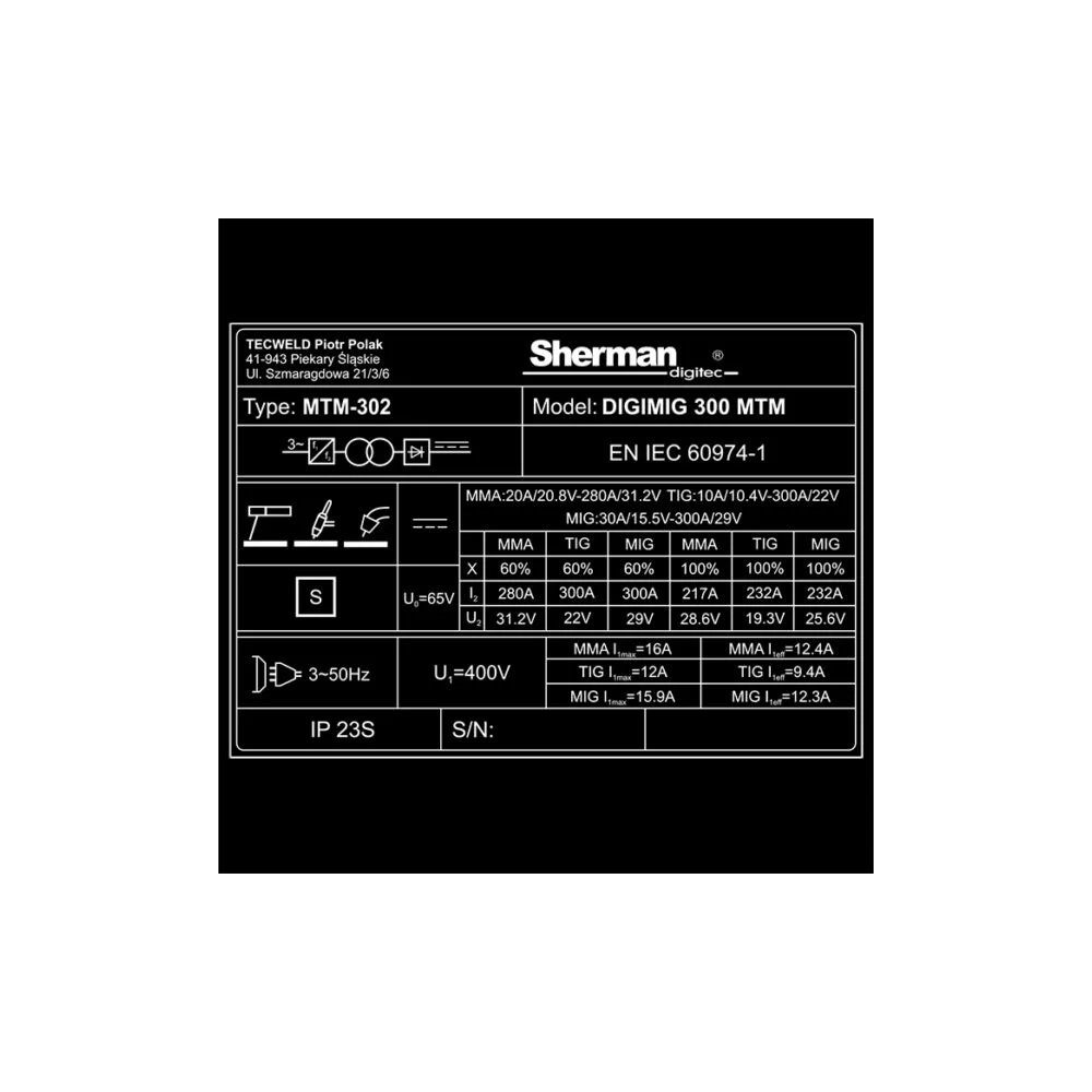 Spawarka Sherman DIGIMIG 300 MTM Synergic - zestaw - 7812792-G - Sherman - 19