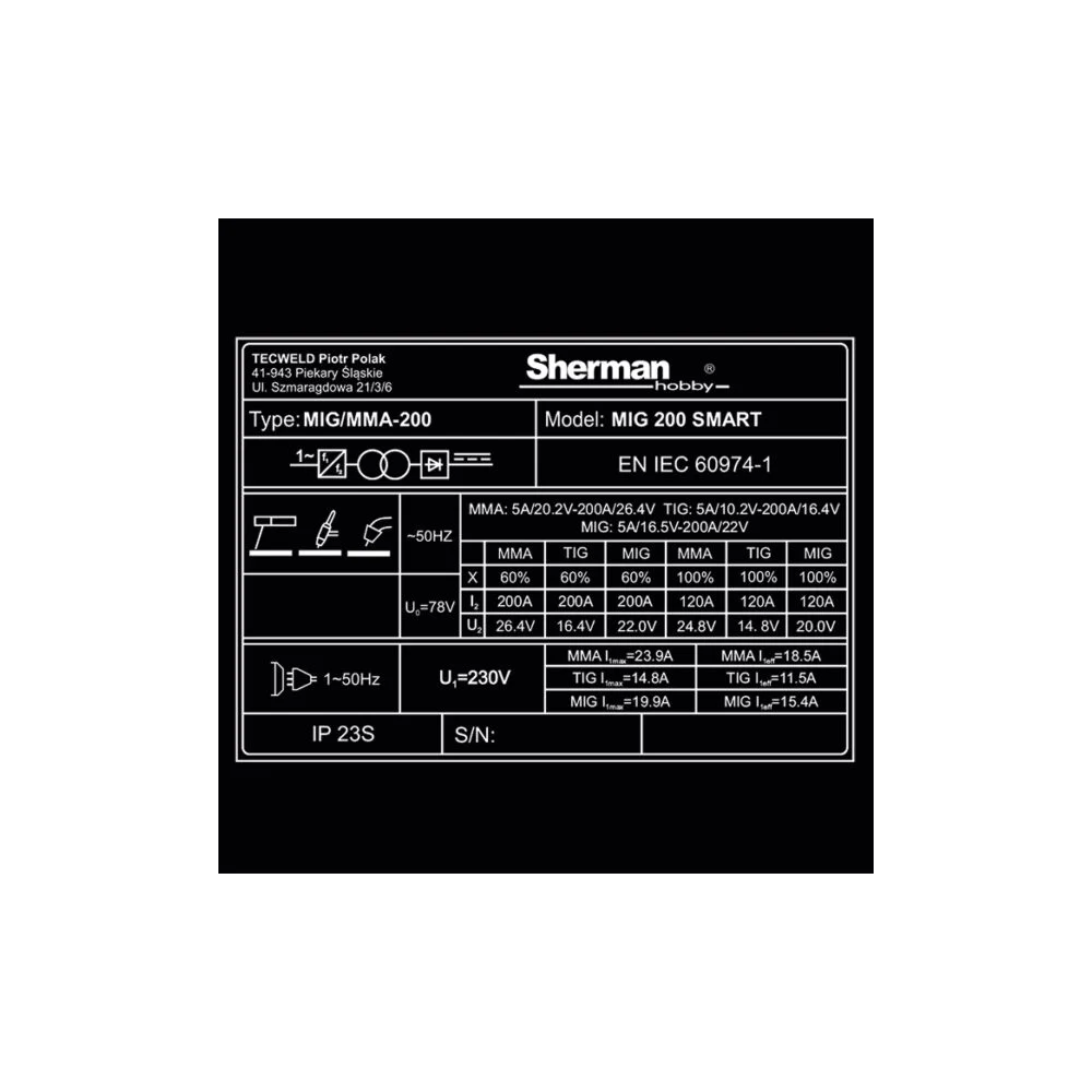 Spawarka Sherman MIG 200 Smart Synergia - zestaw - 7812762-G - Sherman - 17