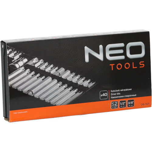 Zestaw końcówek wkrętakowych 1/2" 3/8" S2 40 el. Neo Tools - 06-107 - NEO Tools - 1 2