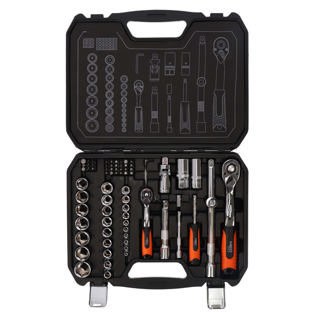 Zestaw kluczy nasadowych 1/2" 1/4" 73 el. Neo Tools - 08-673 - NEO Tools - 4