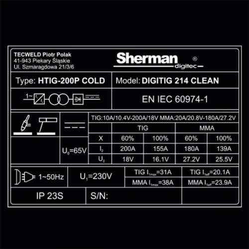 Spawarka Sherman DIGITIG 214 Clean z funkcją czyszczenia - 7812802-G - Sherman - 13