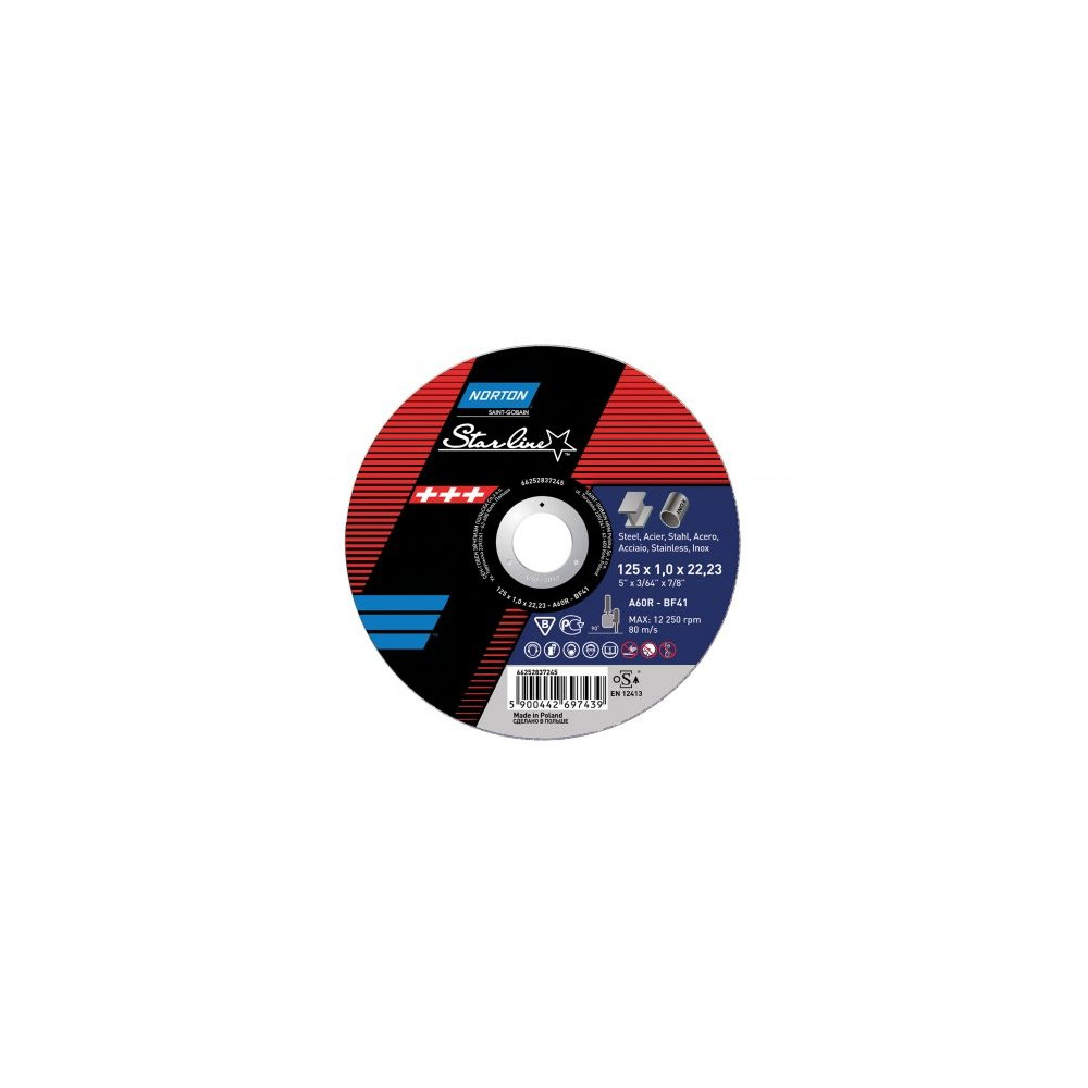 Tarcza do cięcia Norton Starline 125 x 1,0 x 22 - 66252837245 - Norton - 1